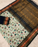 KSC - Aloe Gel Beige/Black Kalamkari Prints Korvai