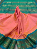 KSC - Pinkish Orange/Turquoise Blue Korvai