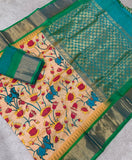 KSC - Double shaded Golden Beige/Sea Green Kalamkari prints