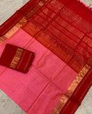 KSC - Double shaded Salmon Pink with Chilli Red Kottadi