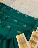 KSC - Double shaded Oily Green with Venn Pattu Korvai