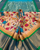 KSC - Double shaded Golden Beige/Sea Green Kalamkari prints