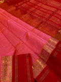 KSC - Double shaded Salmon Pink with Chilli Red Kottadi