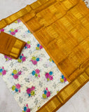 KSC - Ivory/Honey Mustard Kalamkari Prints Korvai